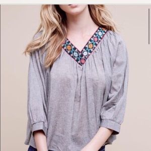 Anthro Eri + Ali Kaleidoscope Embroidered Top